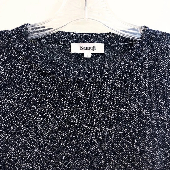 Samuji 100% Cotton Navy Classic Tight Knit Crew Neck Sheer Long Sleeve Sweater S - Picture 5 of 9